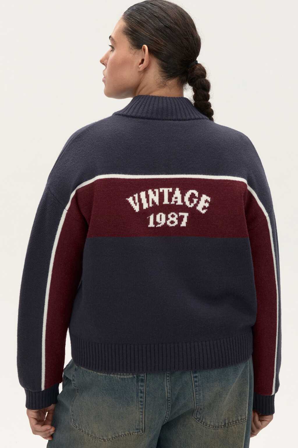 Джемпер на молнии вязаный - цвет синий - 5