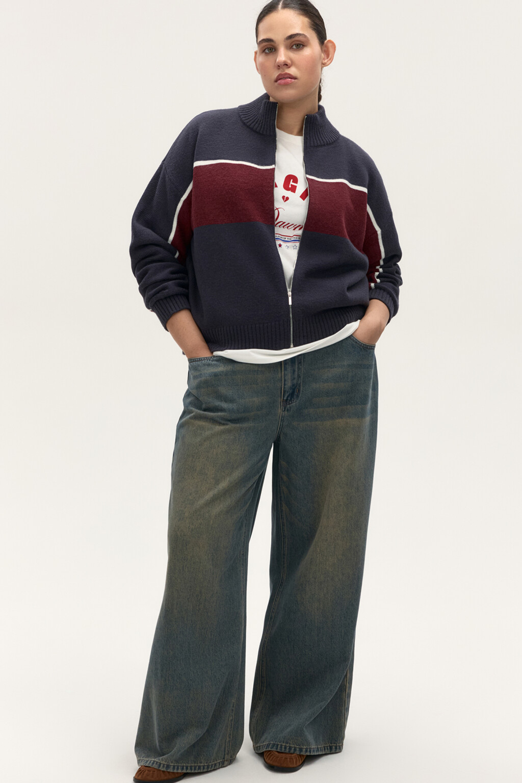 Джемпер на молнии вязаный - цвет синий - 6