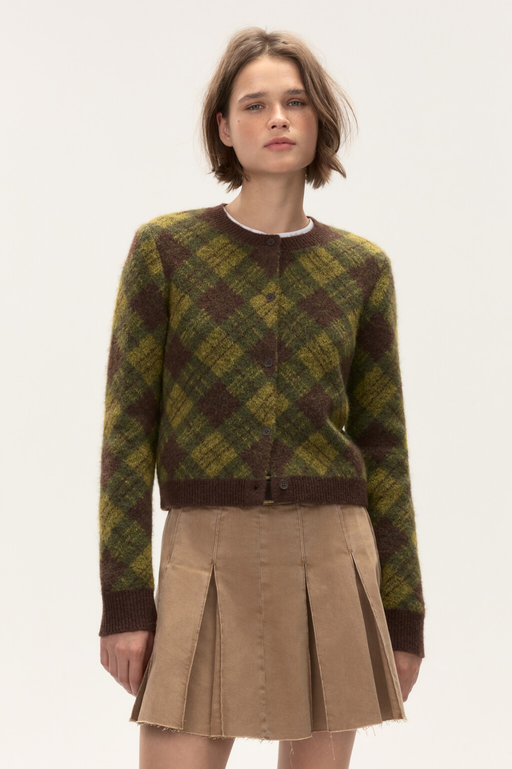 Кардиган на пуговицах с шерстью - цвет зеленый - 3