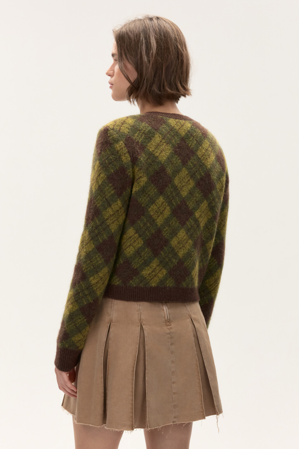 Кардиган на пуговицах с шерстью - цвет зеленый - 4