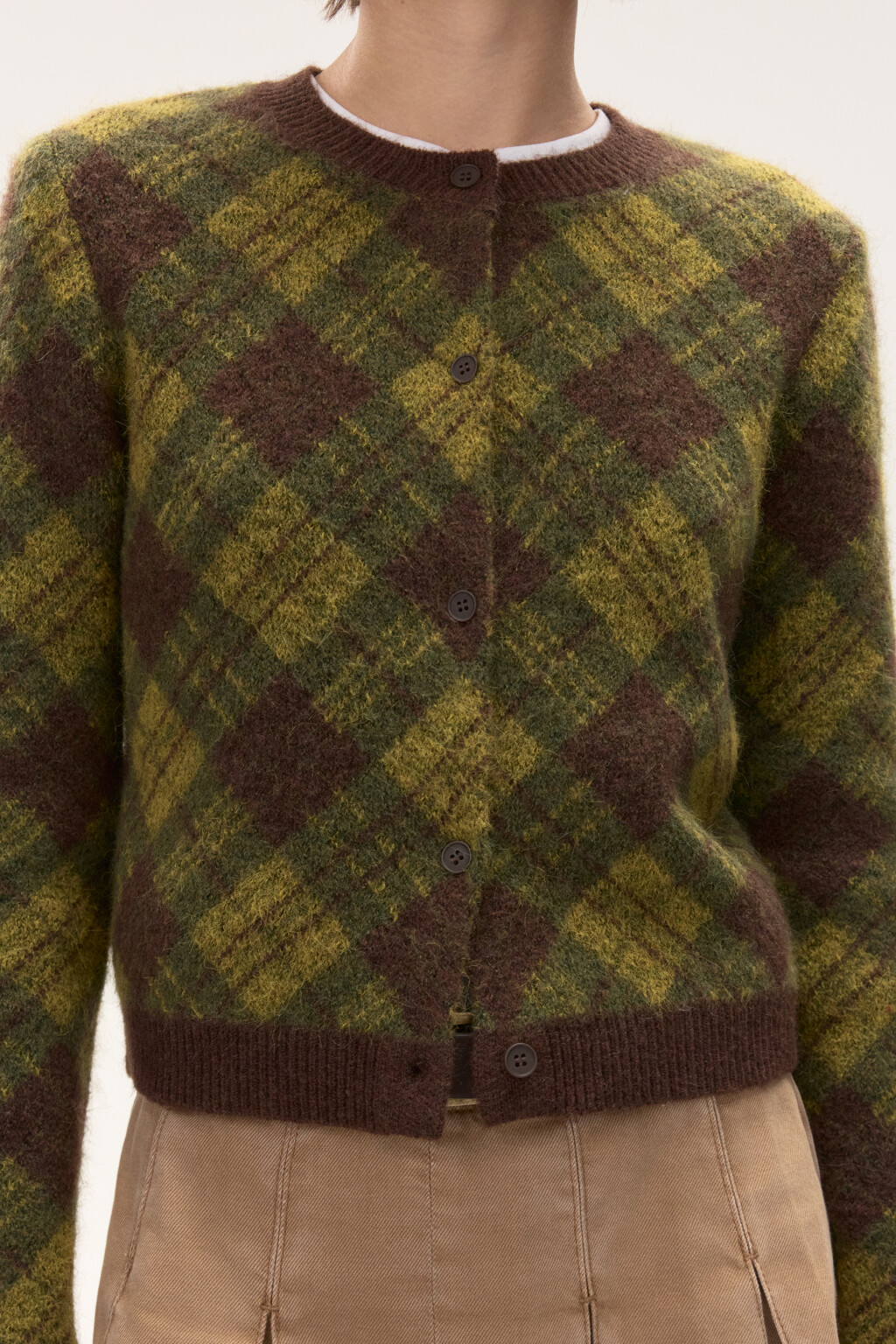 Кардиган на пуговицах с шерстью - цвет зеленый - 6