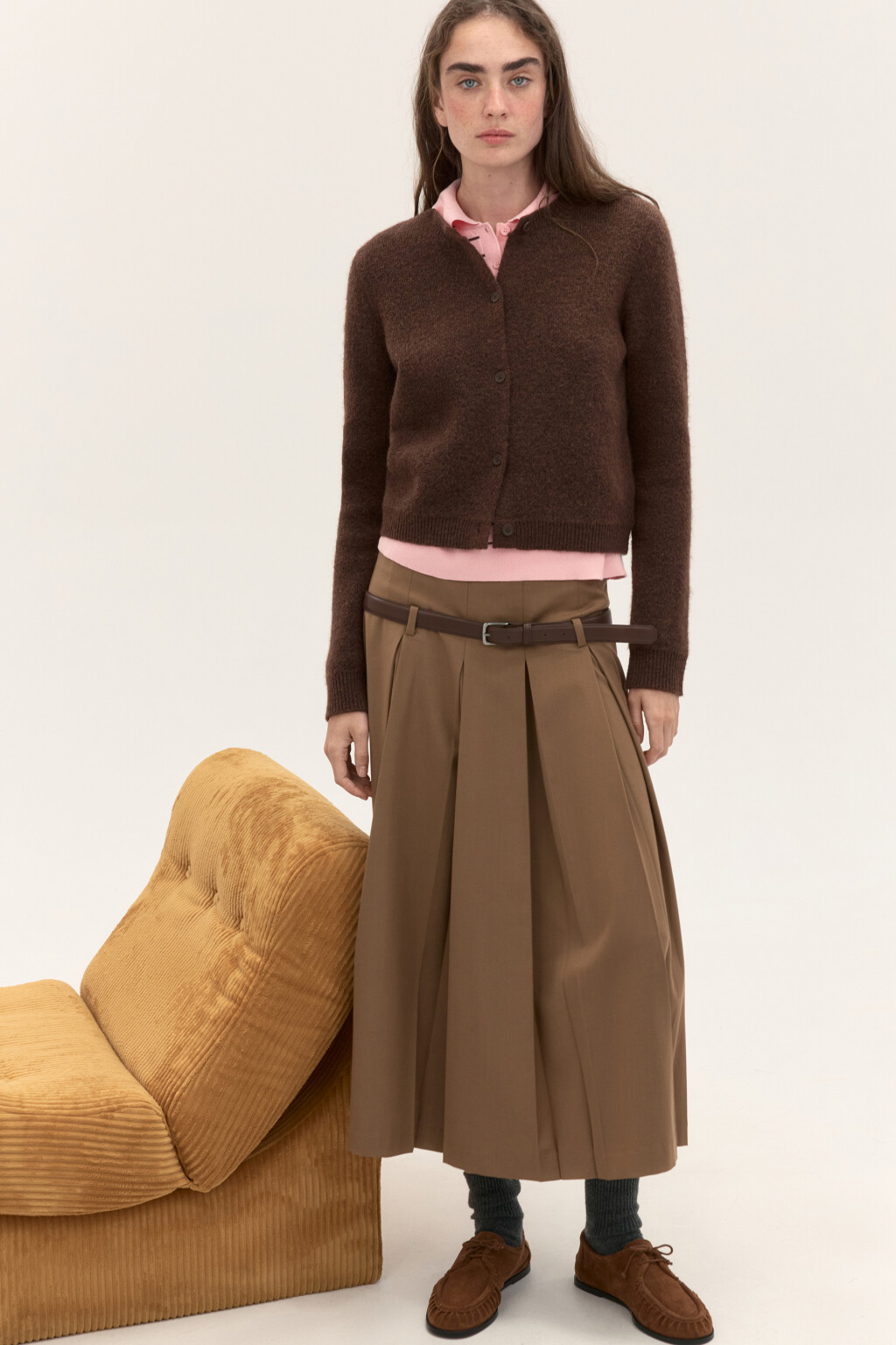 Кардиган на пуговицах с шерстью - цвет коричневый - 1