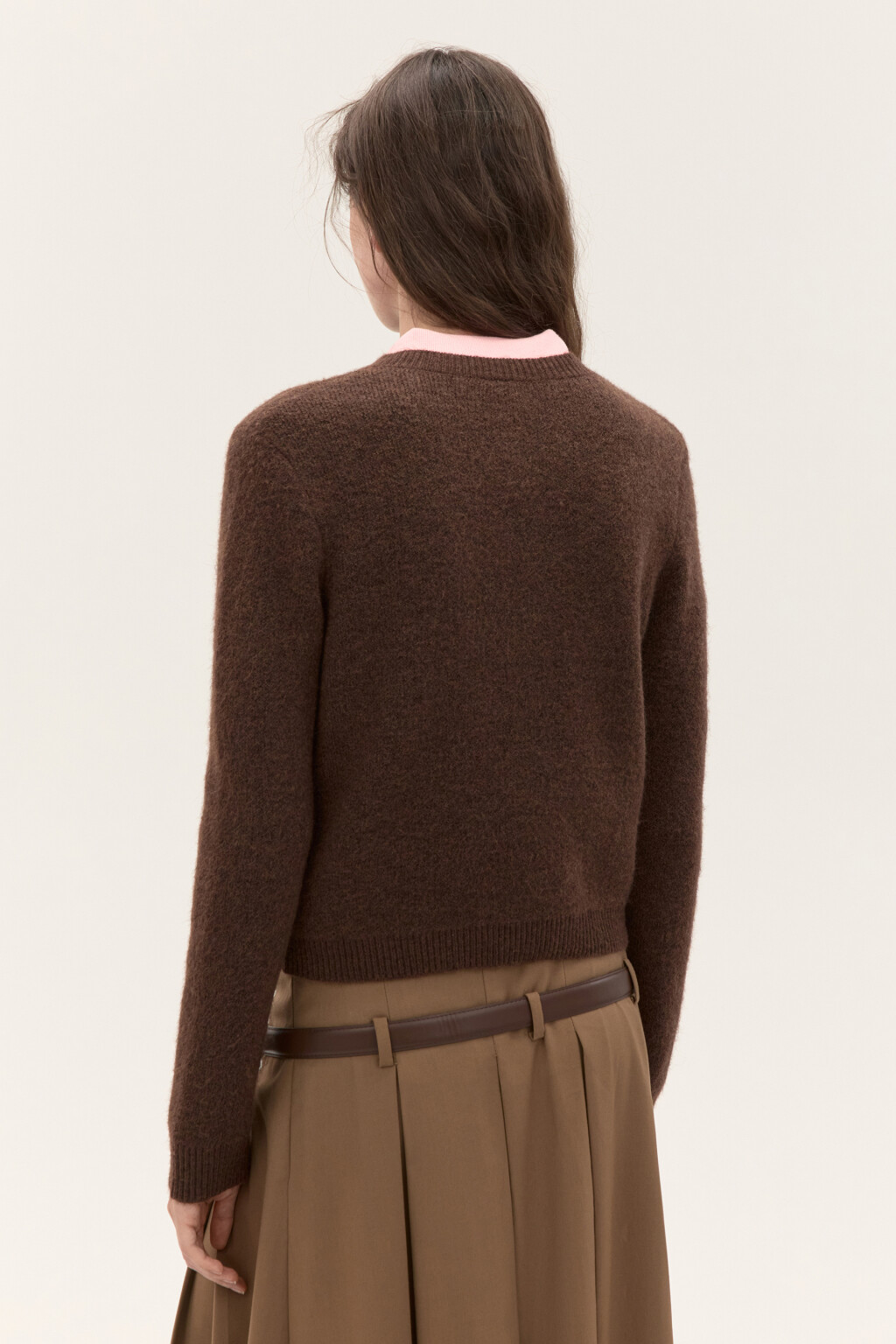 Кардиган на пуговицах с шерстью - цвет коричневый - 3