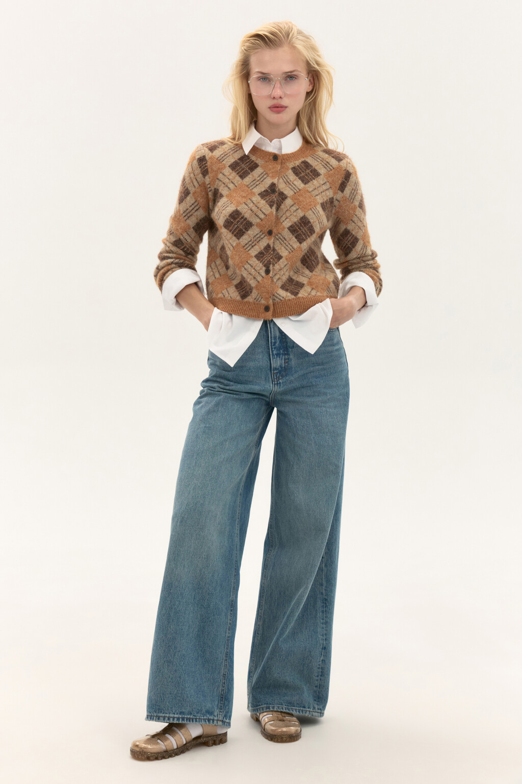 Кардиган на пуговицах с шерстью - цвет бежевый - 5