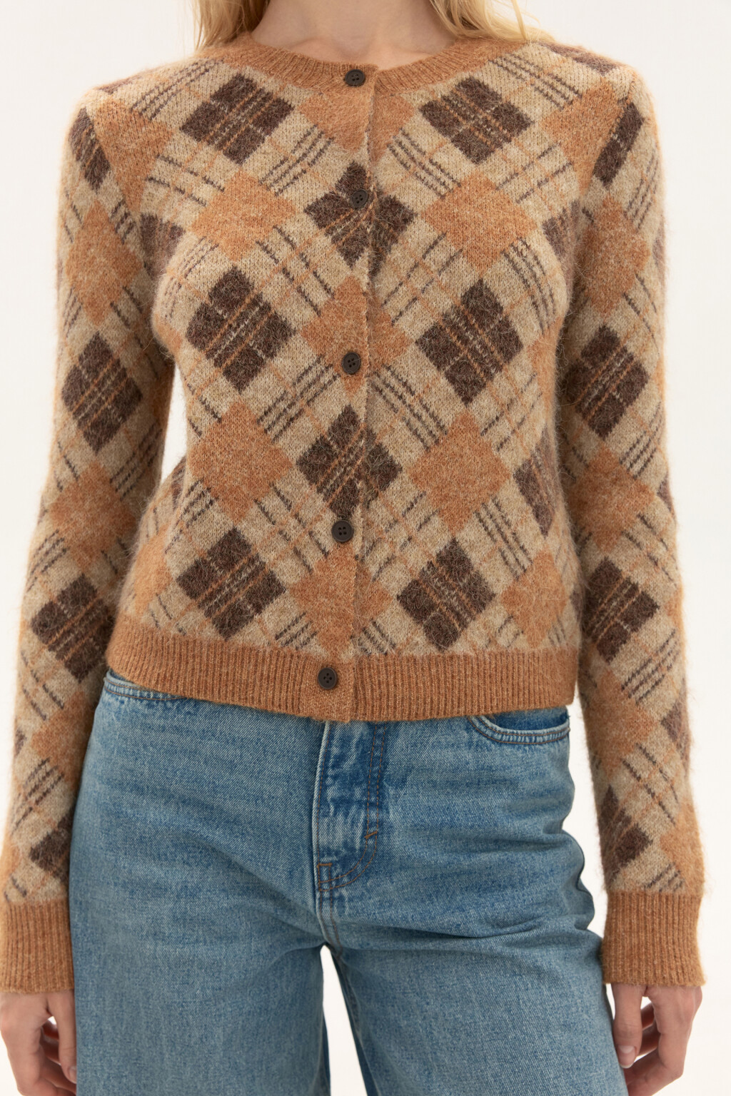 Кардиган на пуговицах с шерстью - цвет бежевый - 6