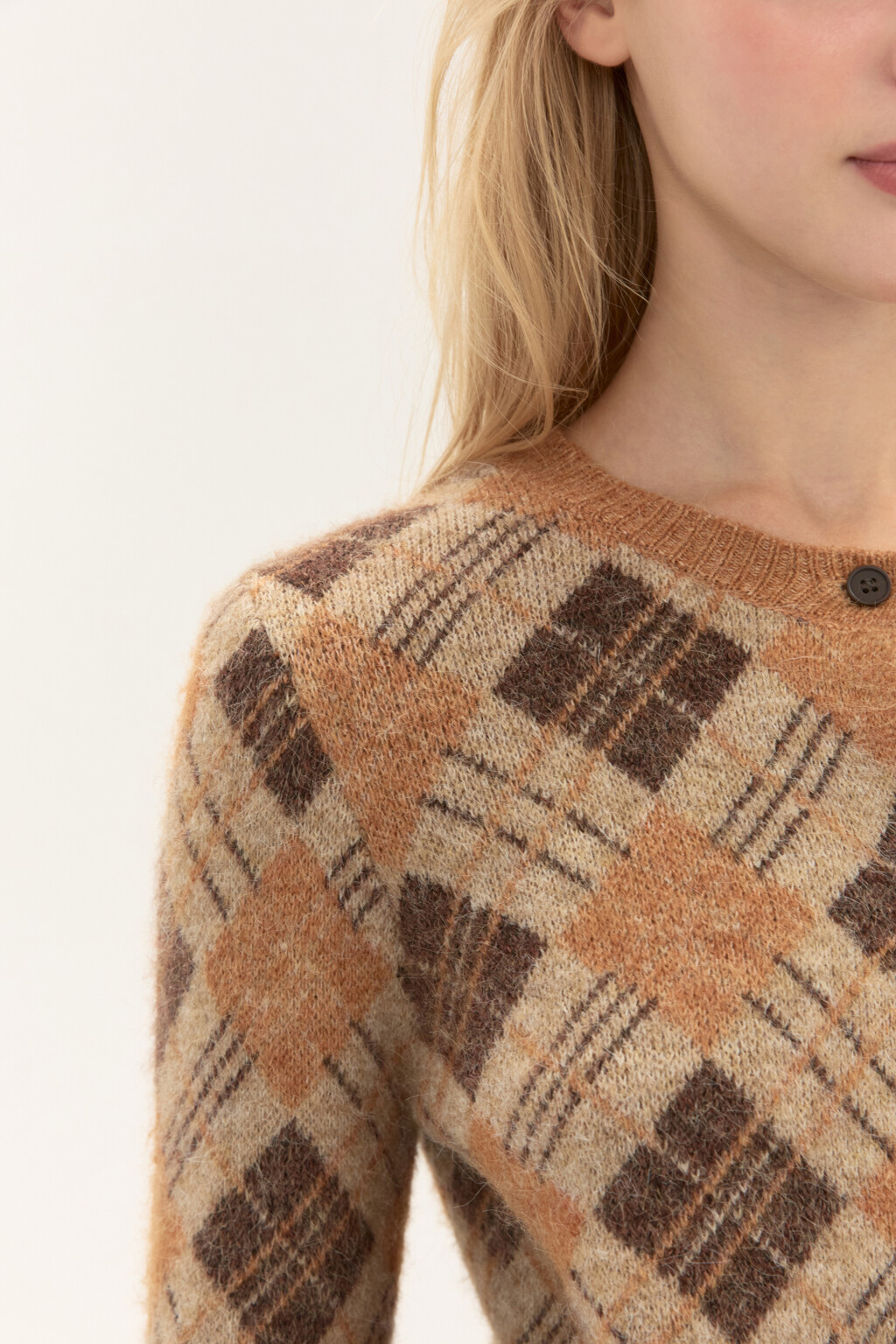 Кардиган на пуговицах с шерстью - цвет бежевый - 7