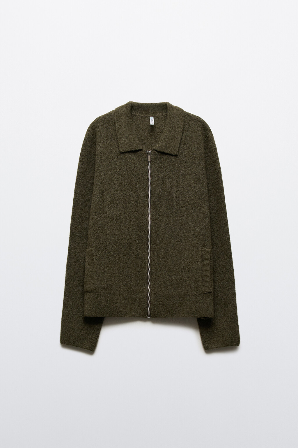 Кардиган на молнии с воротником - цвет зеленый - 8