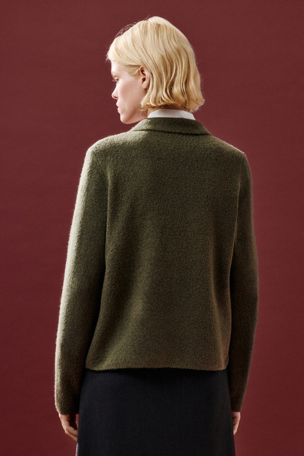 Кардиган на молнии с воротником - цвет зеленый - 3