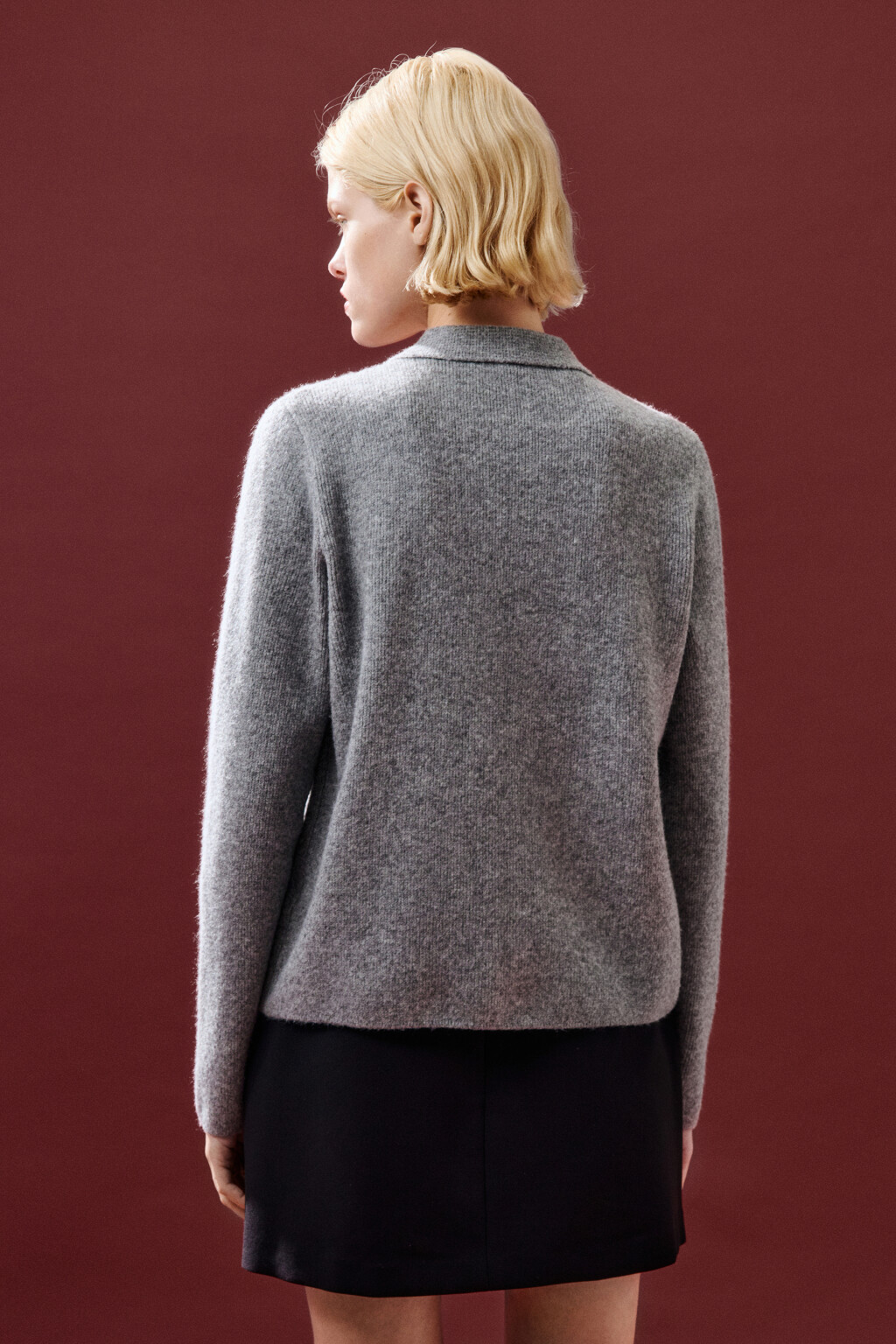 Кардиган на молнии с воротником - цвет серый - 3