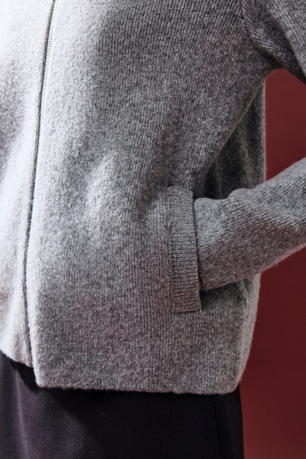 Кардиган на молнии с воротником - цвет серый - 7