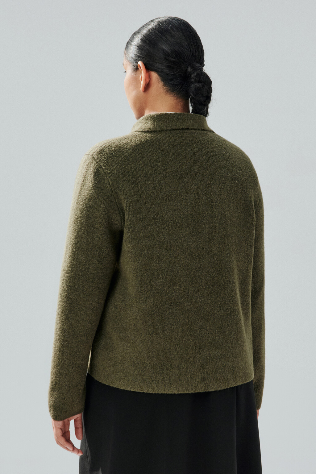 Кардиган на молнии с шерстью - цвет зеленый - 2