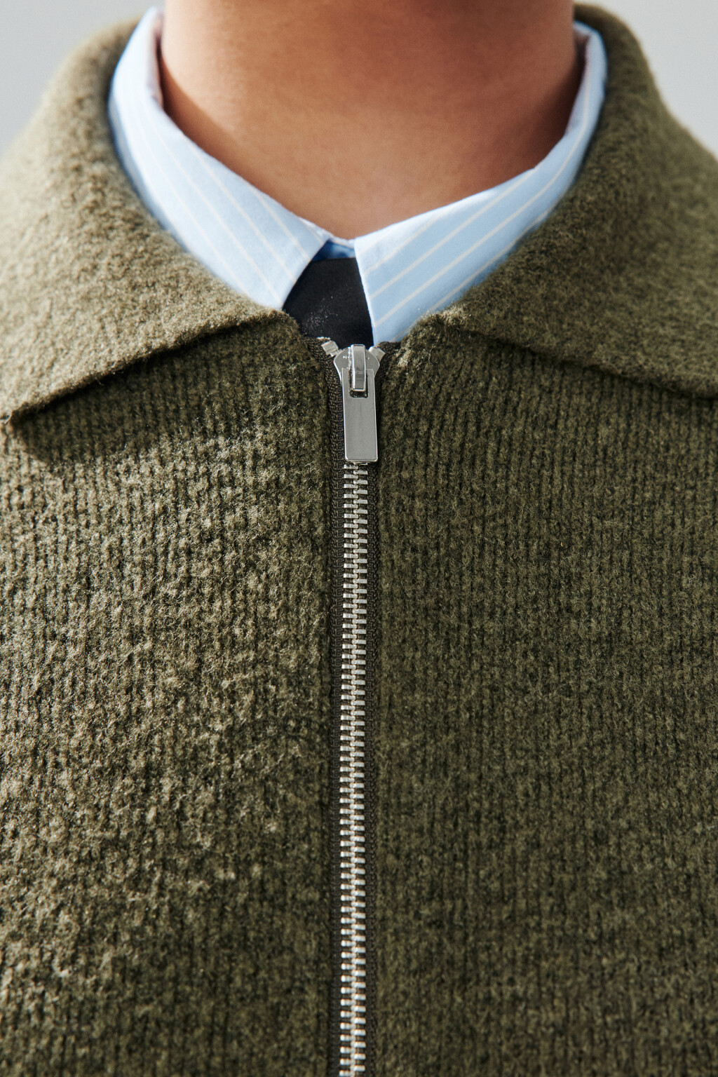 Кардиган на молнии с шерстью - цвет зеленый - 5