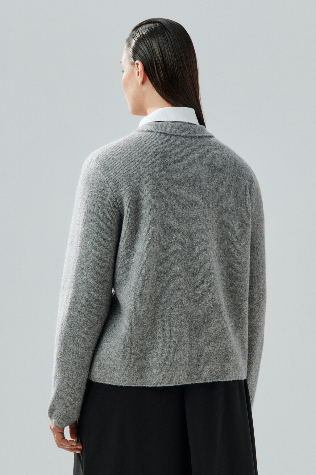 Кардиган на молнии с шерстью - цвет серый - 4