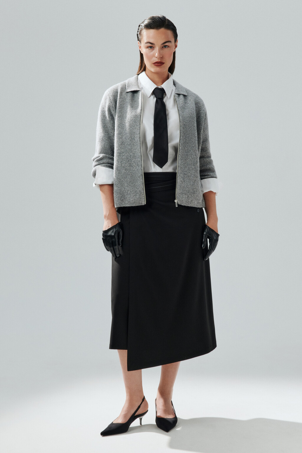 Кардиган на молнии с шерстью - цвет серый - 5