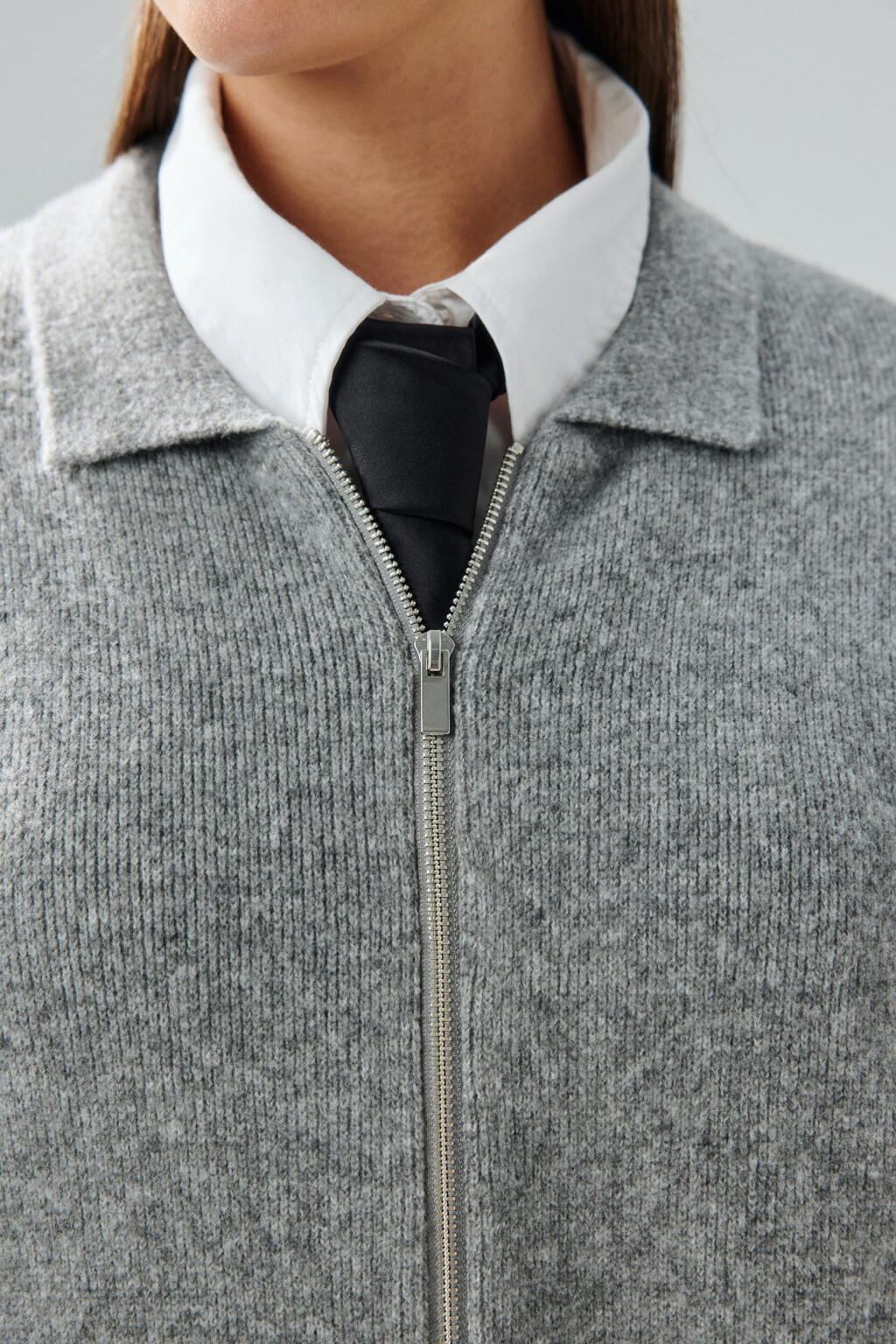 Кардиган на молнии с шерстью - цвет серый - 6