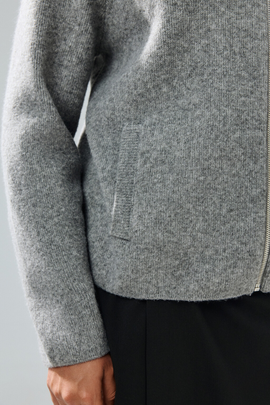 Кардиган на молнии с шерстью - цвет серый - 7