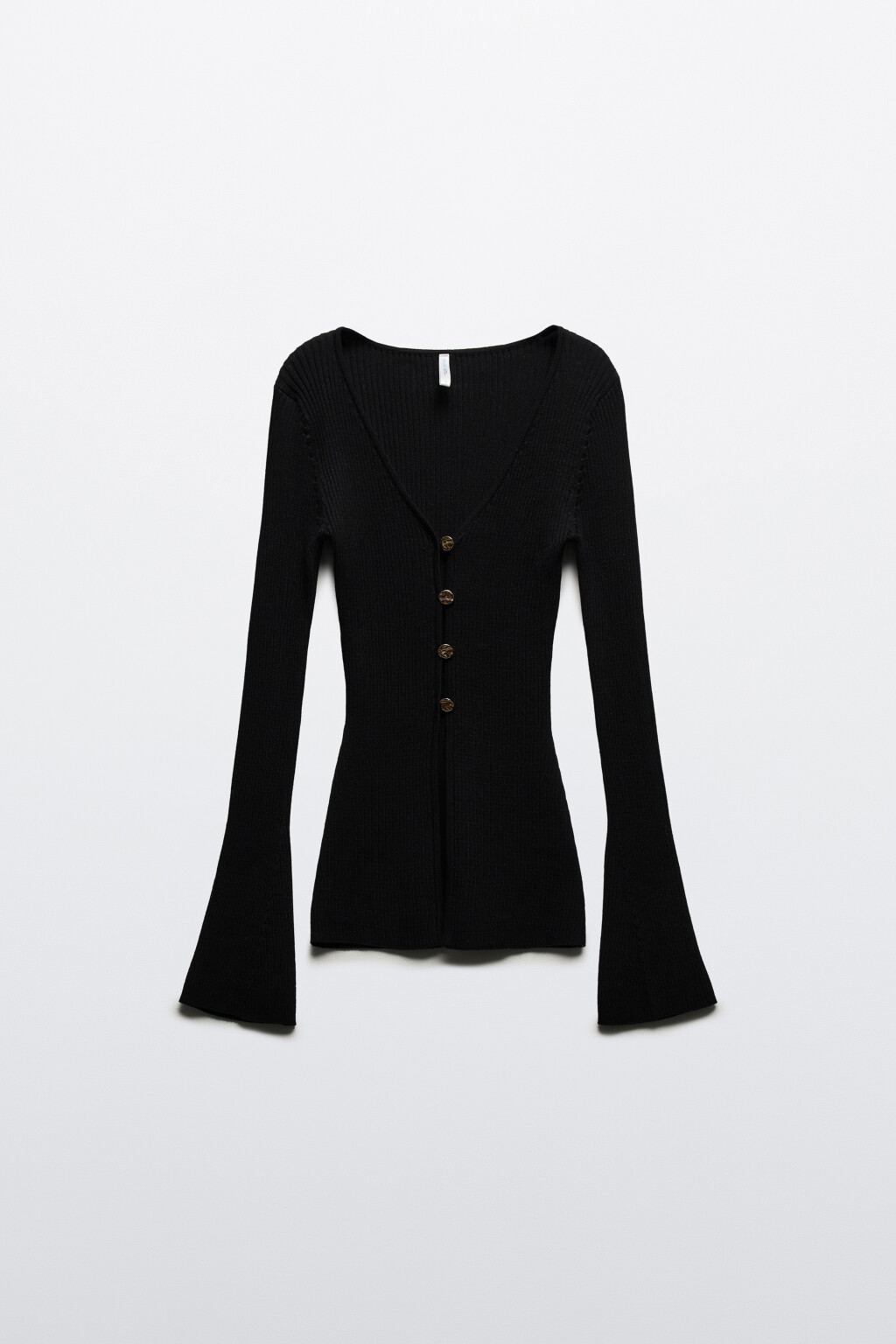 Кардиган на пуговицах с рукавами клеш - цвет черный - 7