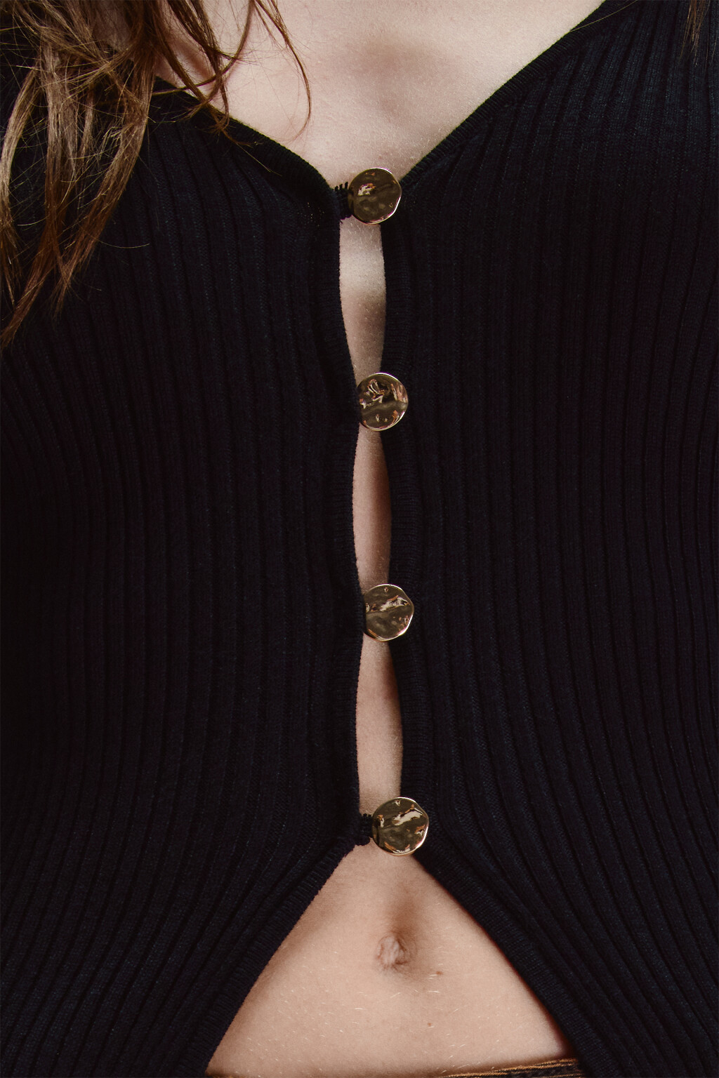 Кардиган на пуговицах с рукавами клеш - цвет черный - 5