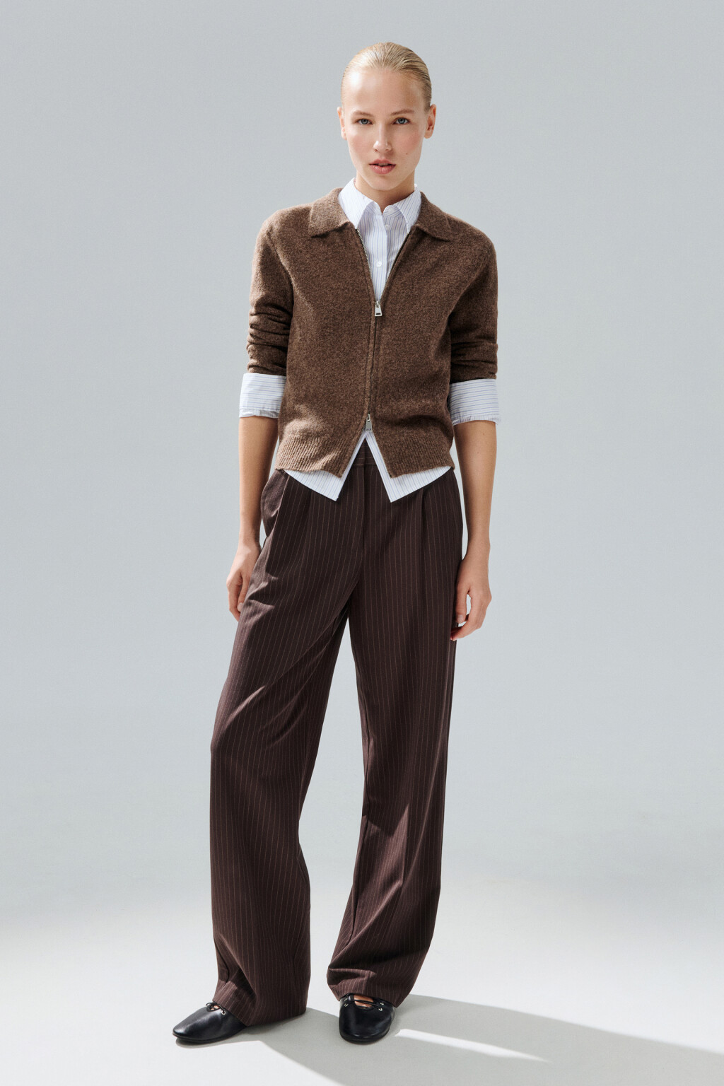 Кардиган на молнии с шерстью - цвет коричневый - 5