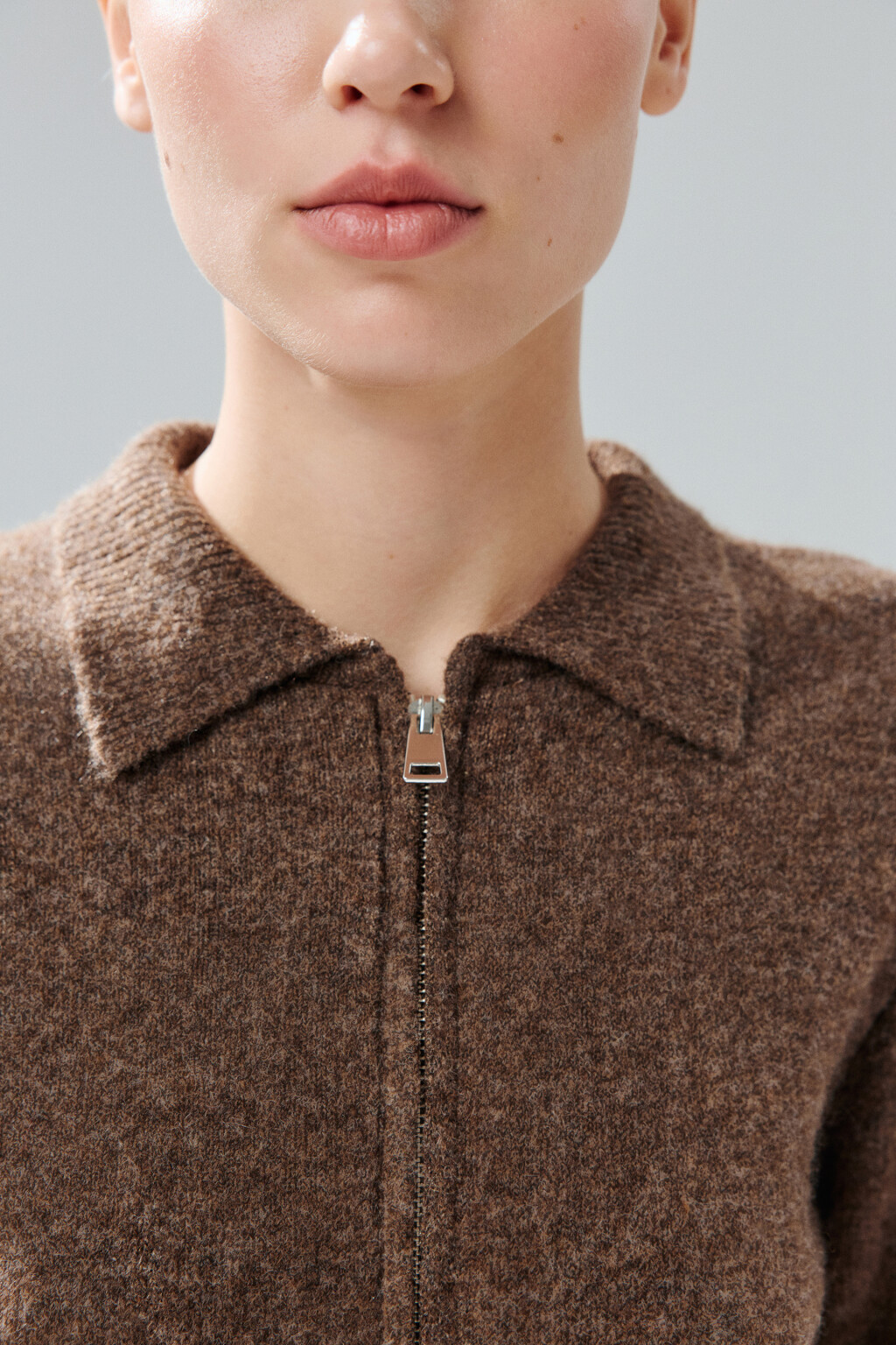 Кардиган на молнии с шерстью - цвет коричневый - 6