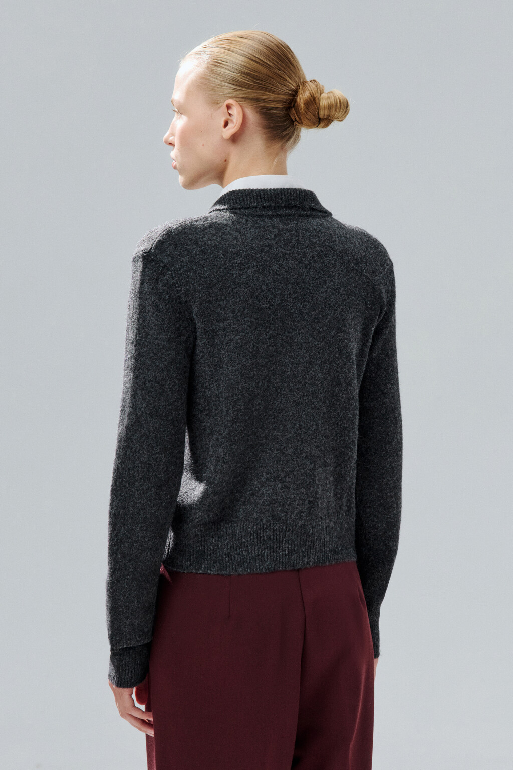 Кардиган на молнии с шерстью - цвет серый - 4