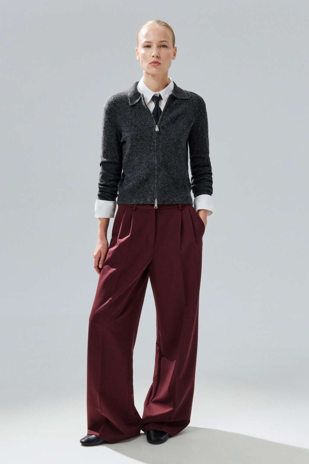 Кардиган на молнии с шерстью - цвет серый - 5