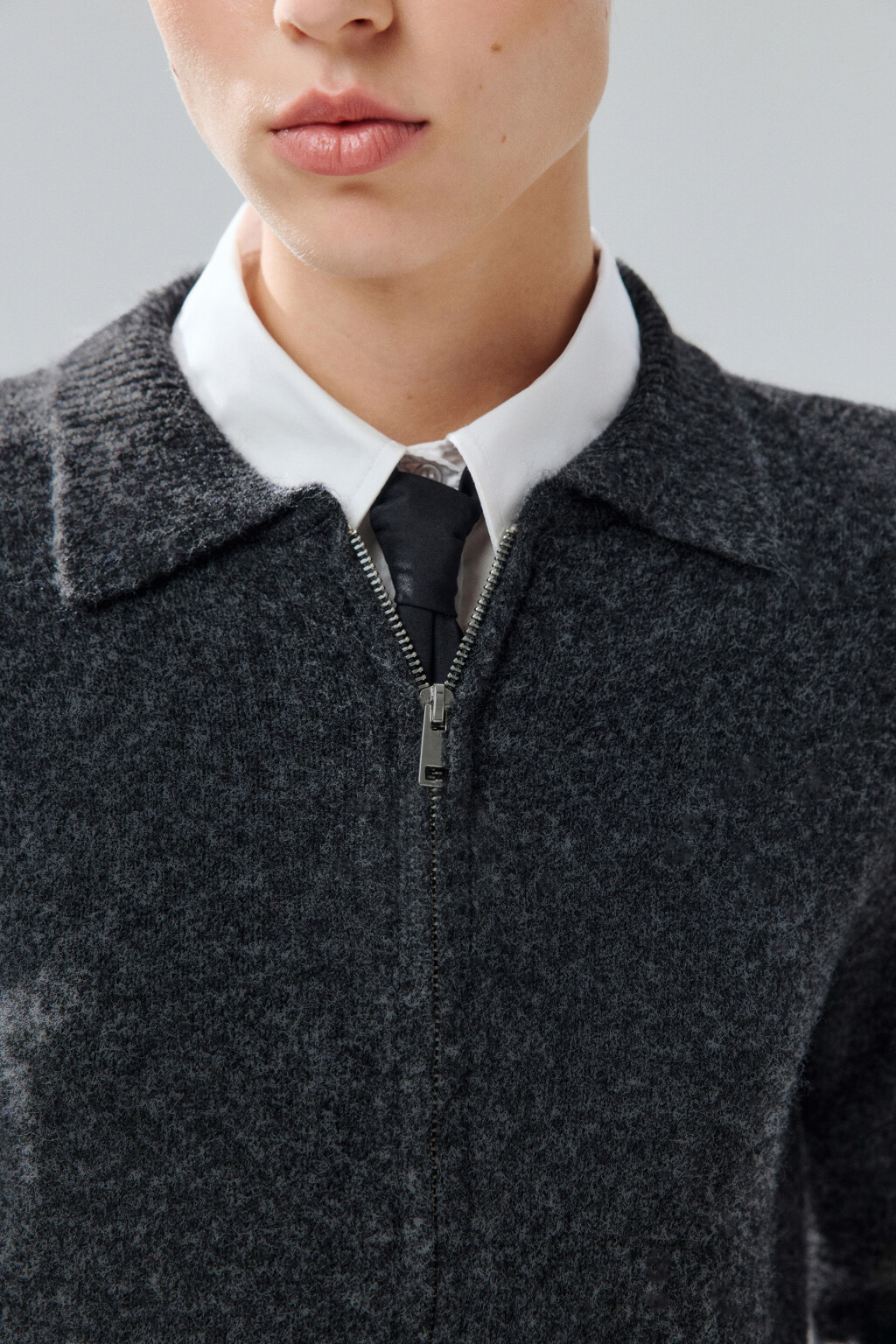 Кардиган на молнии с шерстью - цвет серый - 6