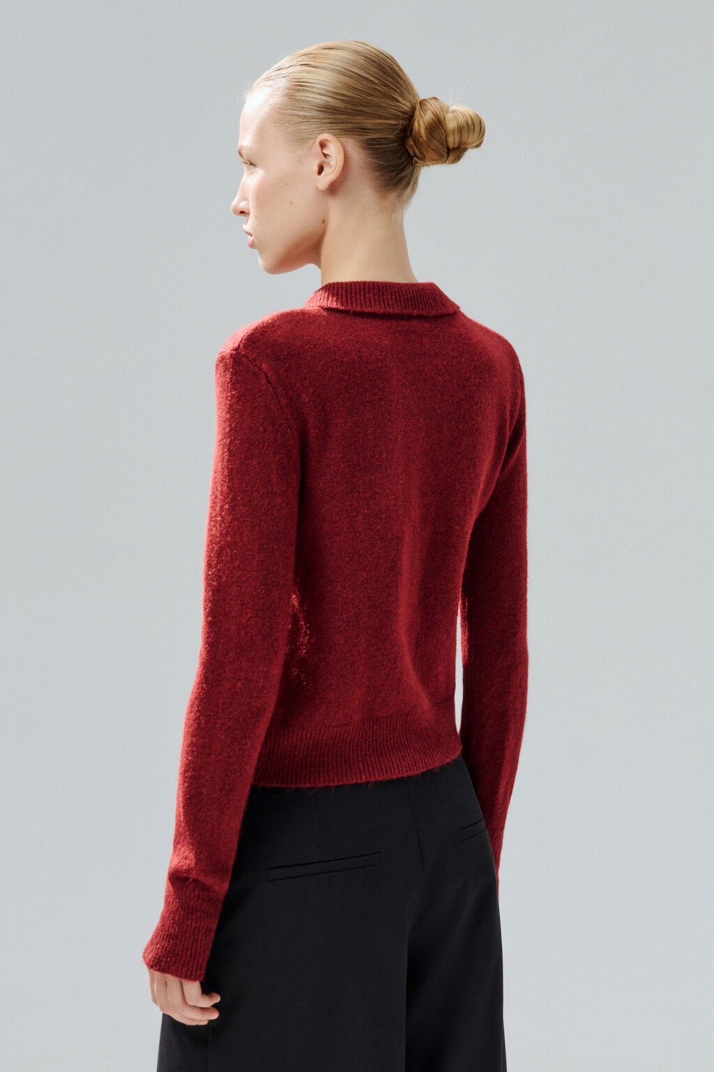 Кардиган на молнии с шерстью - цвет бордовый - 4