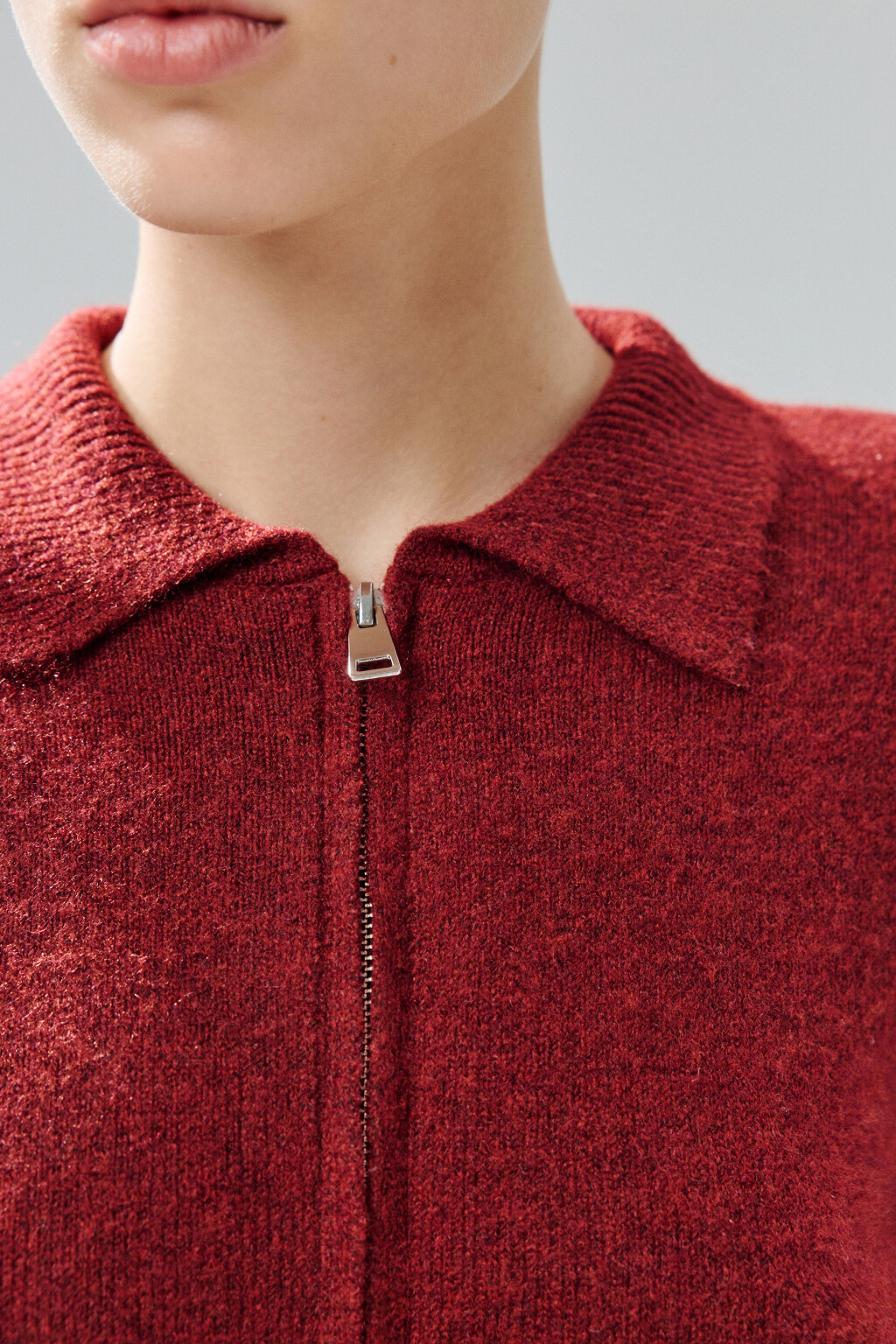 Кардиган на молнии с шерстью - цвет бордовый - 6