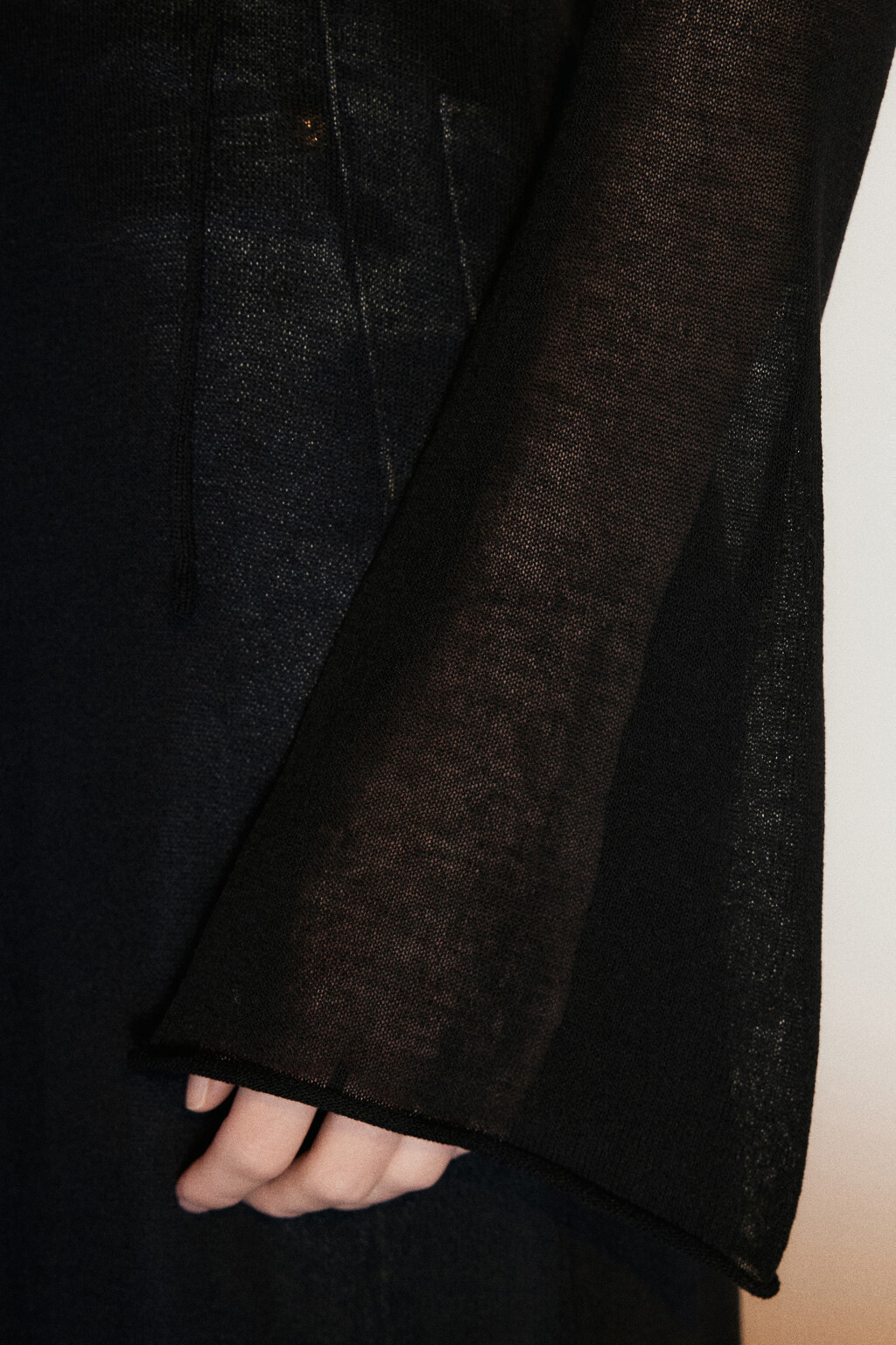 Кардиган макси на завязках с воланами - цвет черный - 7