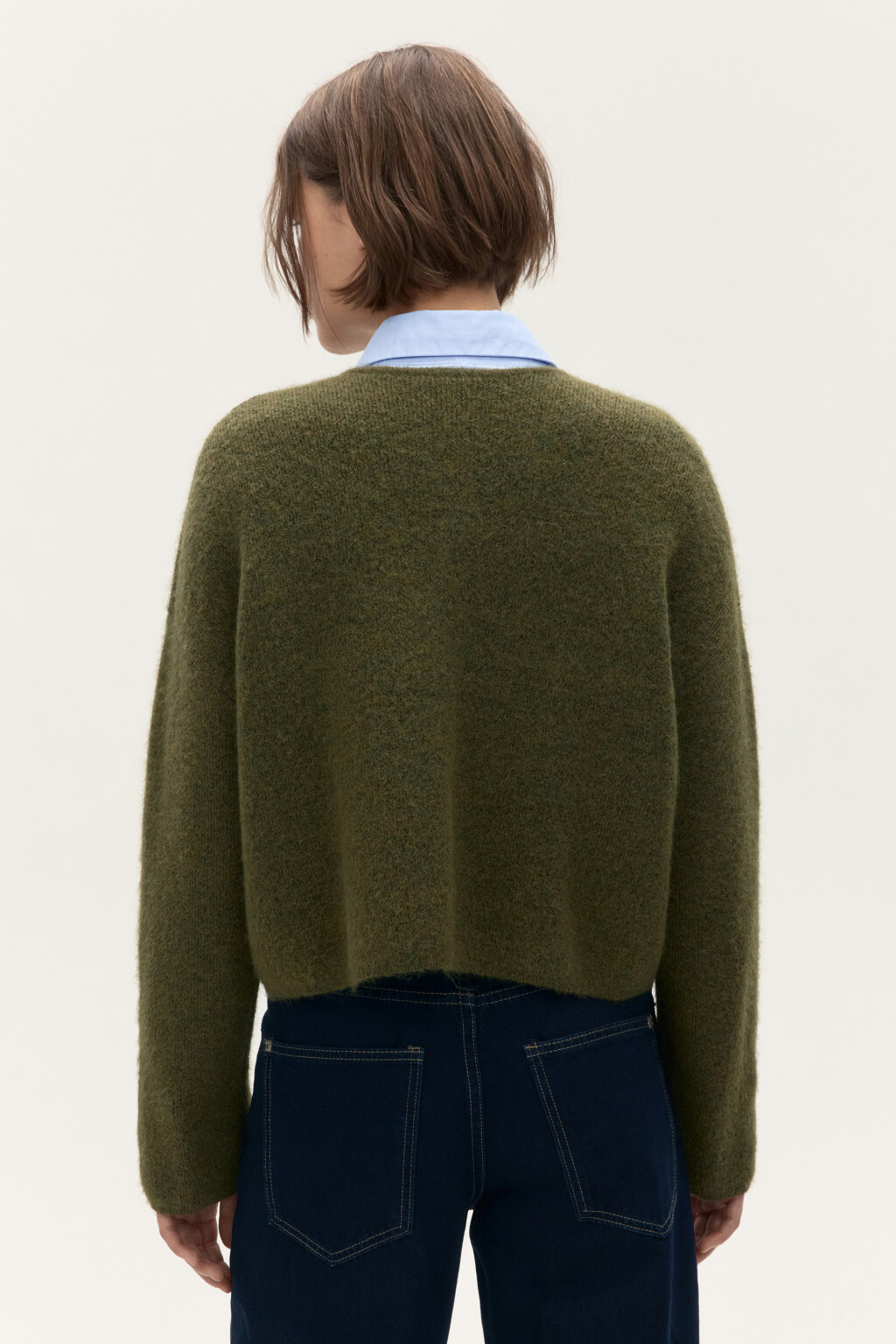 Кардиган на пуговицах с шерстью - цвет зеленый - 3