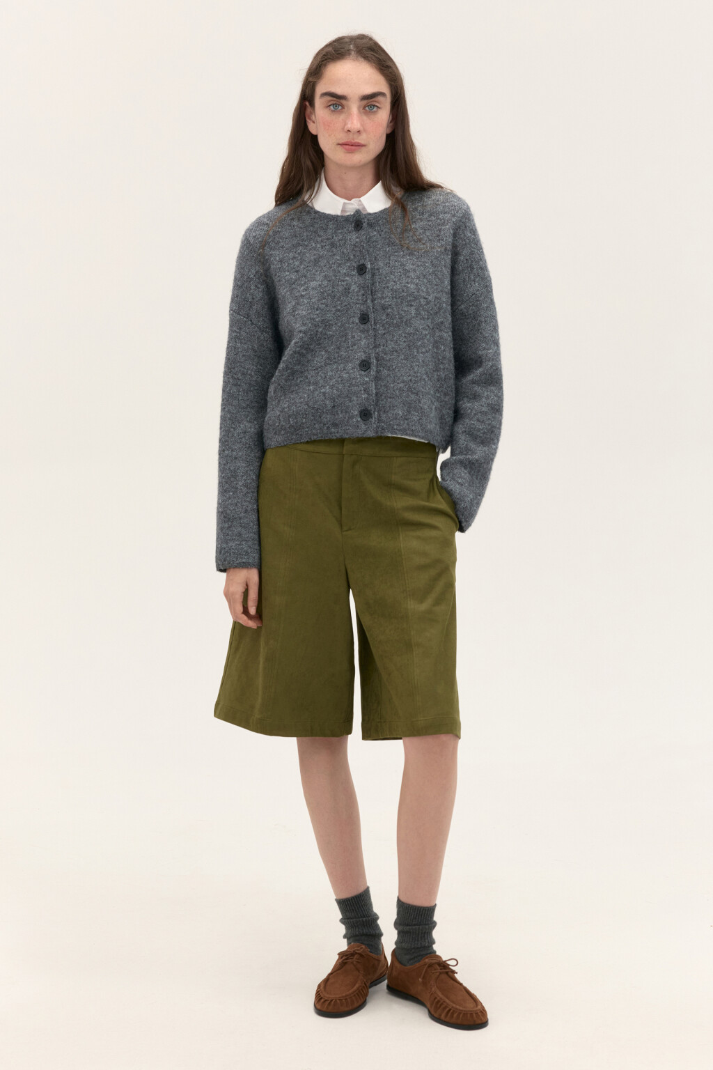 Кардиган на пуговицах с шерстью - цвет серый - 5