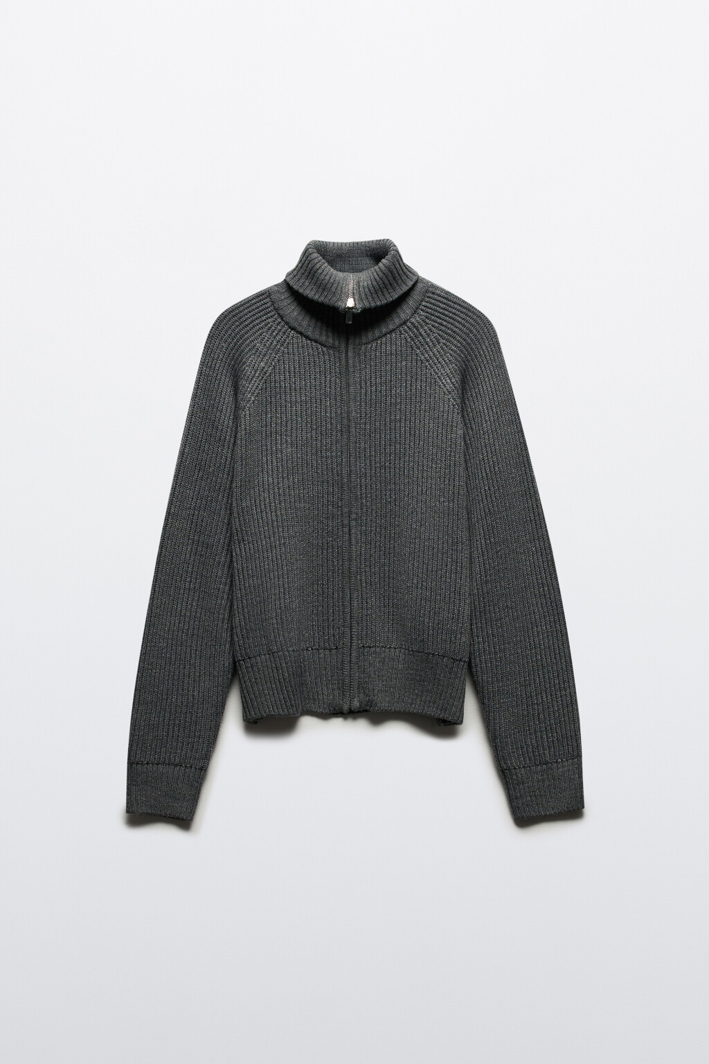 Кардиган вязаный на молнии - цвет серый - 7
