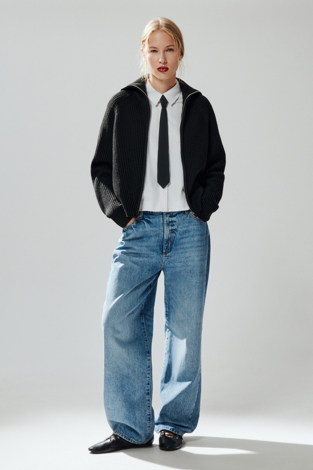 Кардиган вязаный на молнии - цвет черный - 4