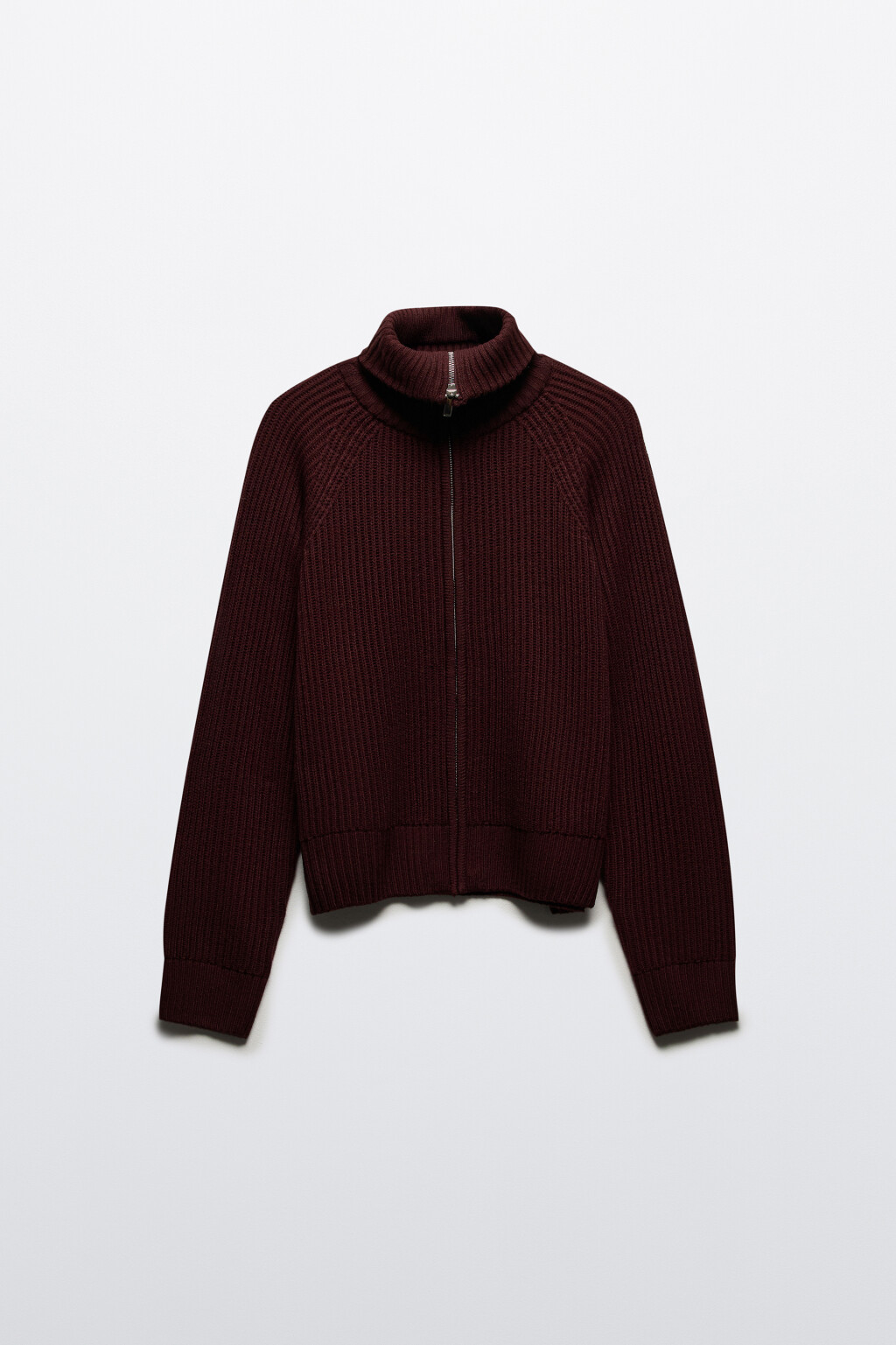 Кардиган вязаный на молнии - цвет бордовый - 8
