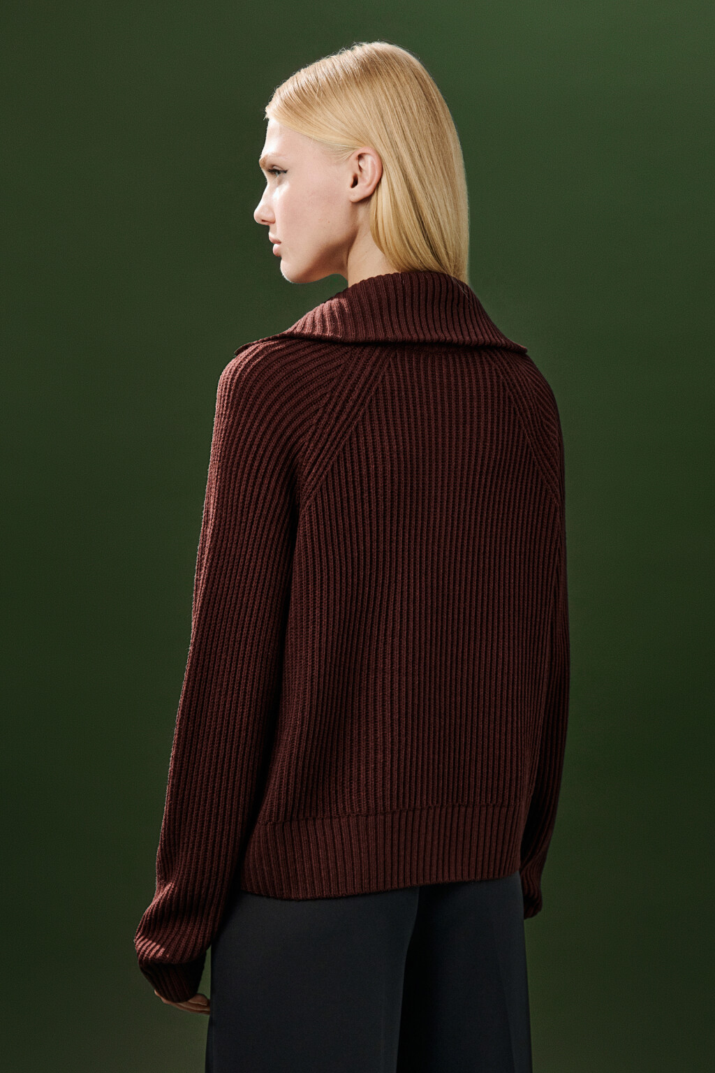 Кардиган вязаный на молнии - цвет бордовый - 4