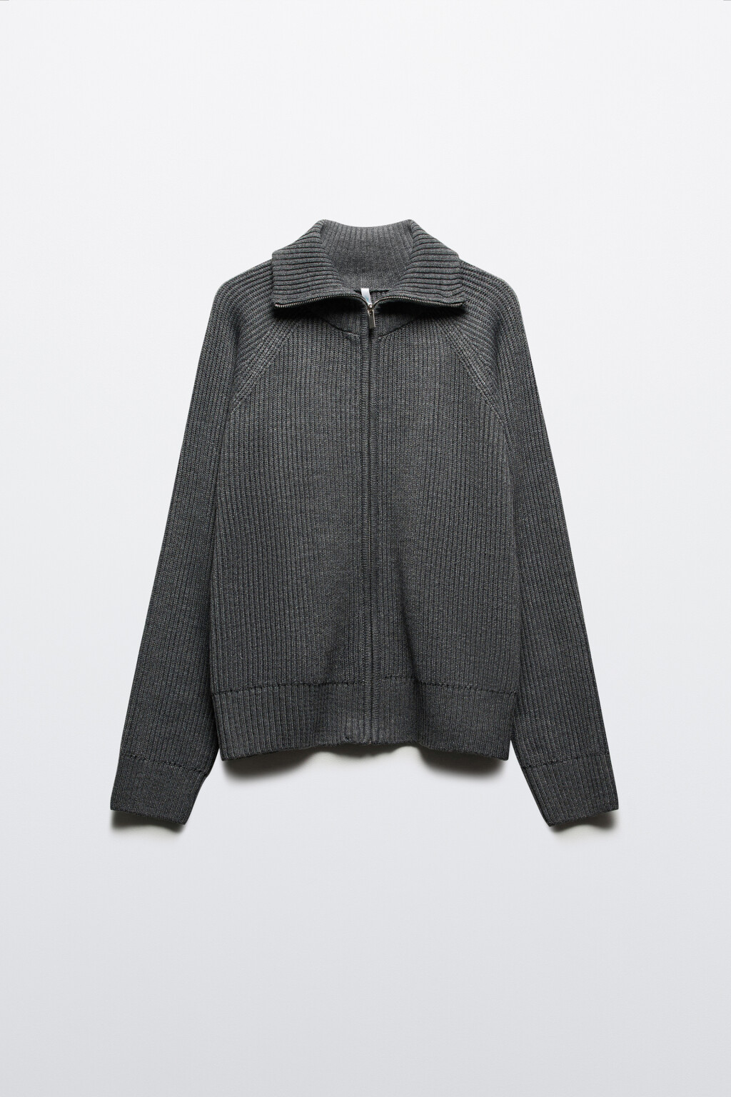 Кардиган вязаный на молнии - цвет серый - 9