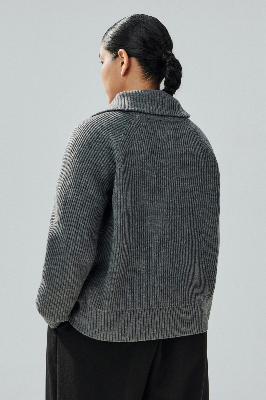 Кардиган вязаный на молнии - цвет серый - 4