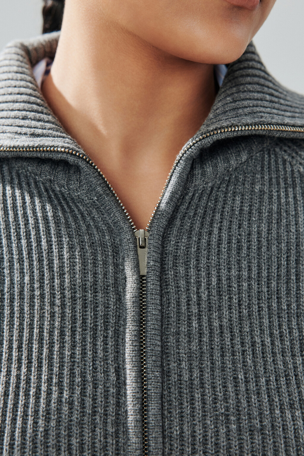 Кардиган вязаный на молнии - цвет серый - 6