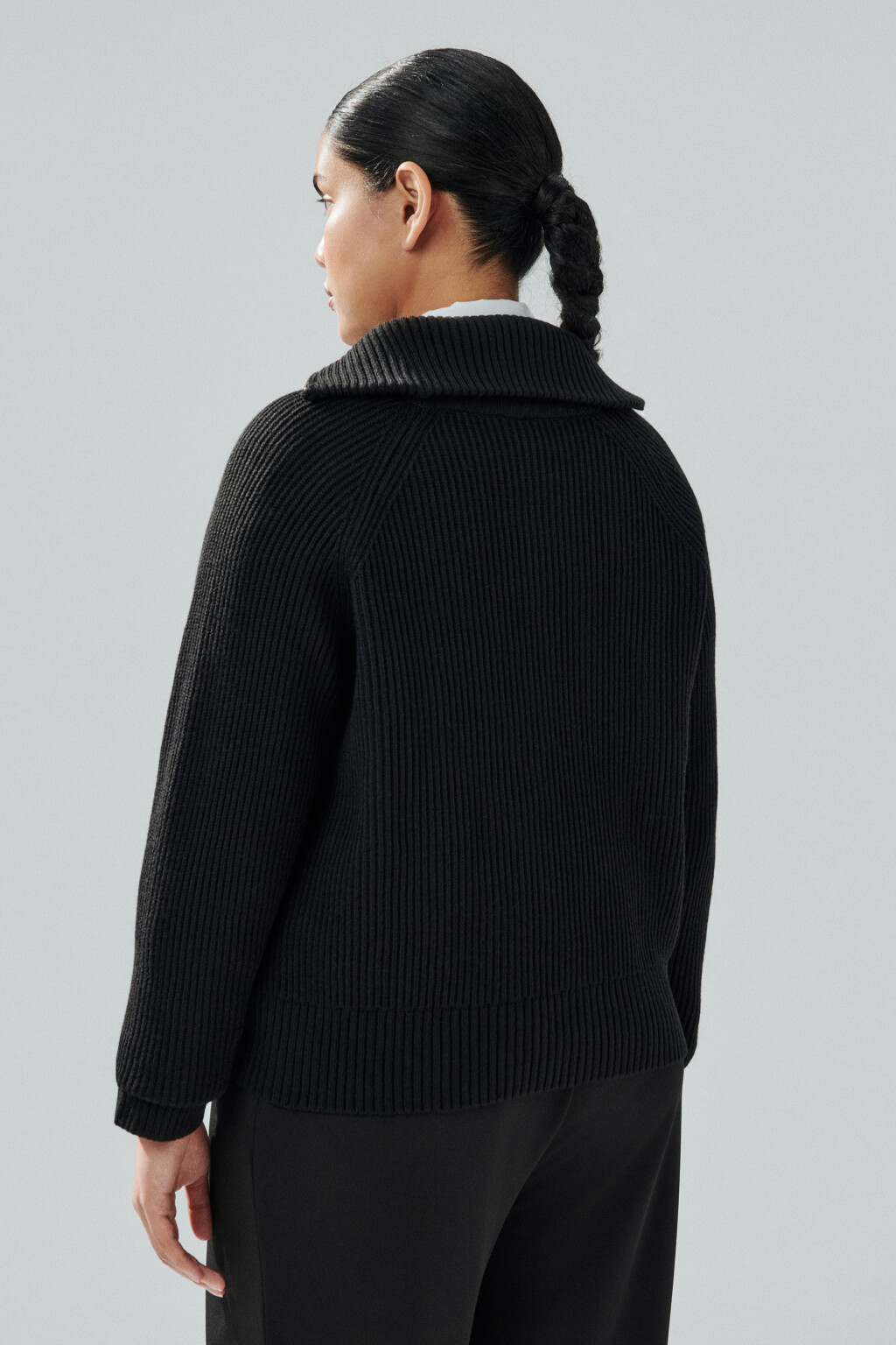 Кардиган вязаный на молнии - цвет черный - 3