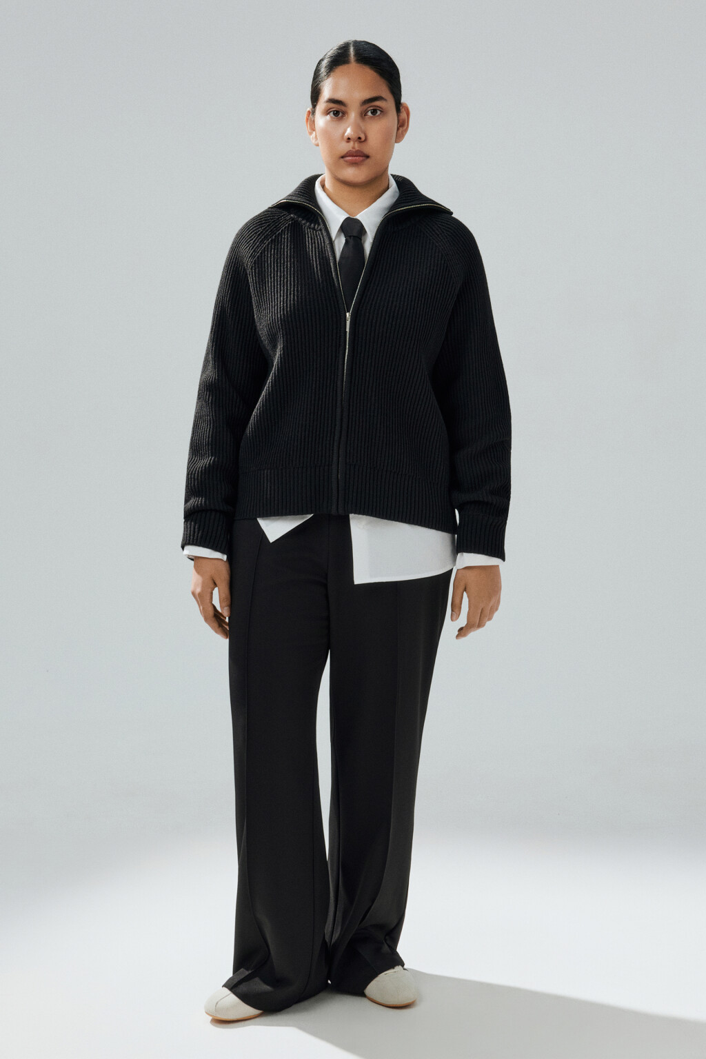 Кардиган вязаный на молнии - цвет черный - 4