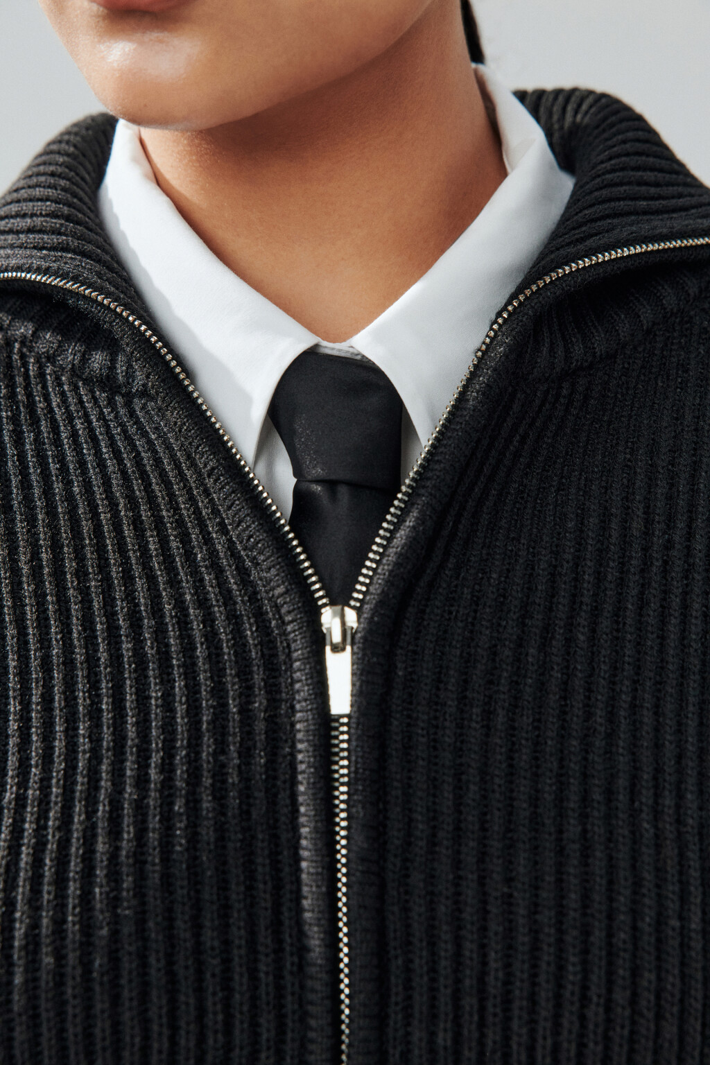 Кардиган вязаный на молнии - цвет черный - 5