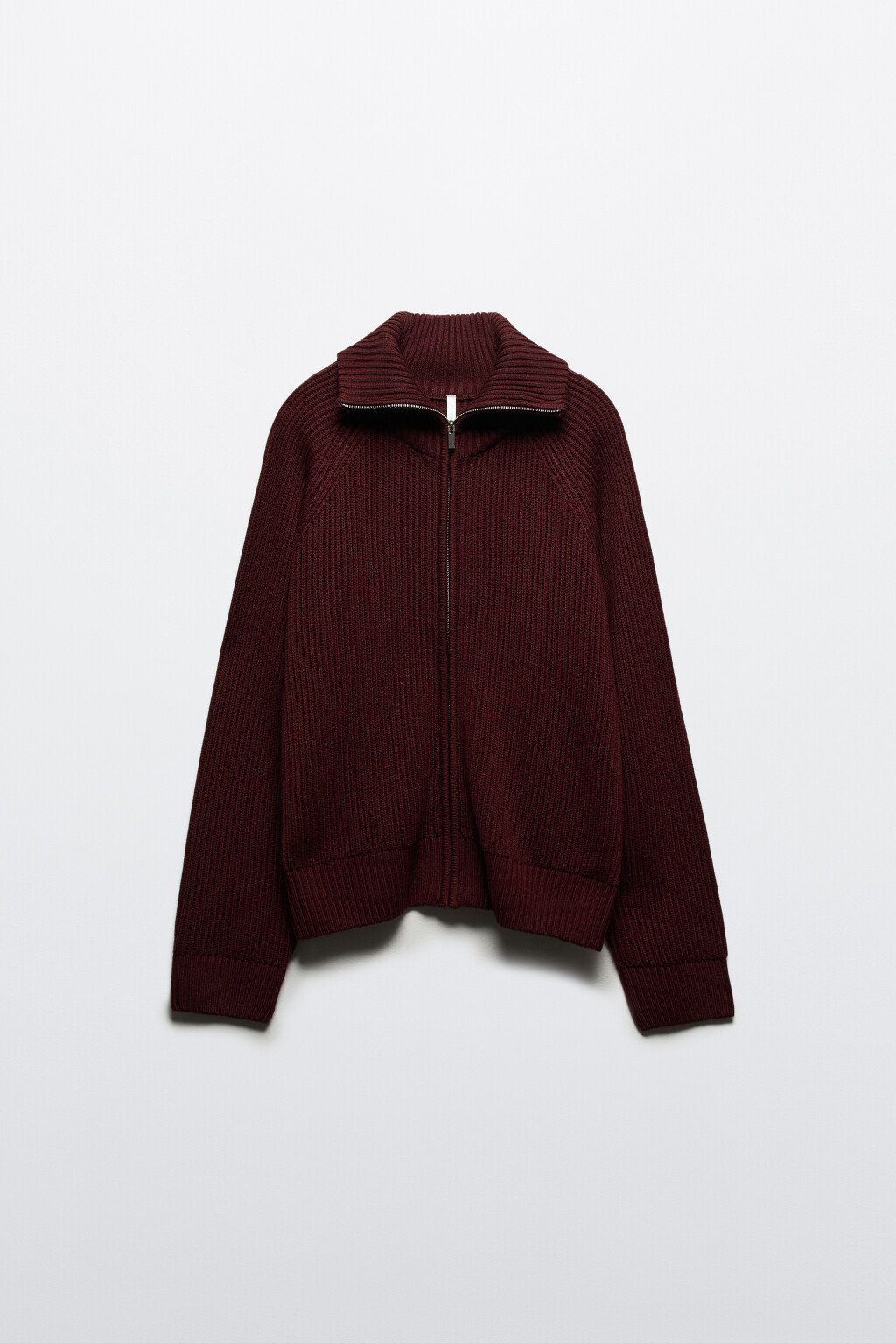 Кардиган вязаный на молнии - цвет бордовый - 8