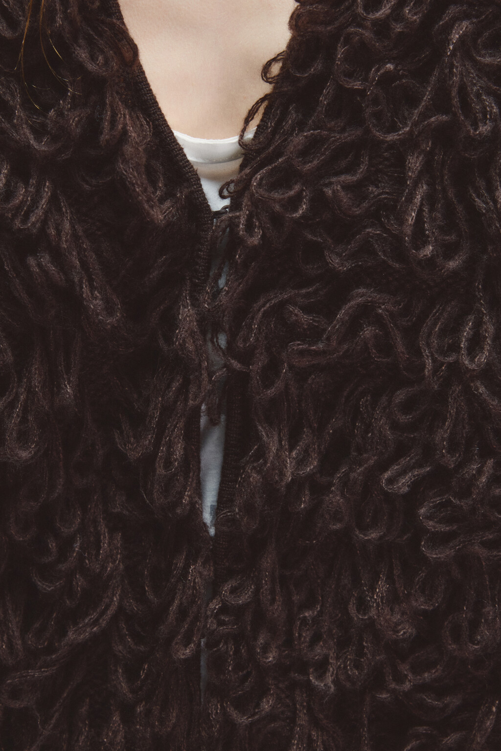 Кардиган на крючках с бахромой - цвет коричневый - 5