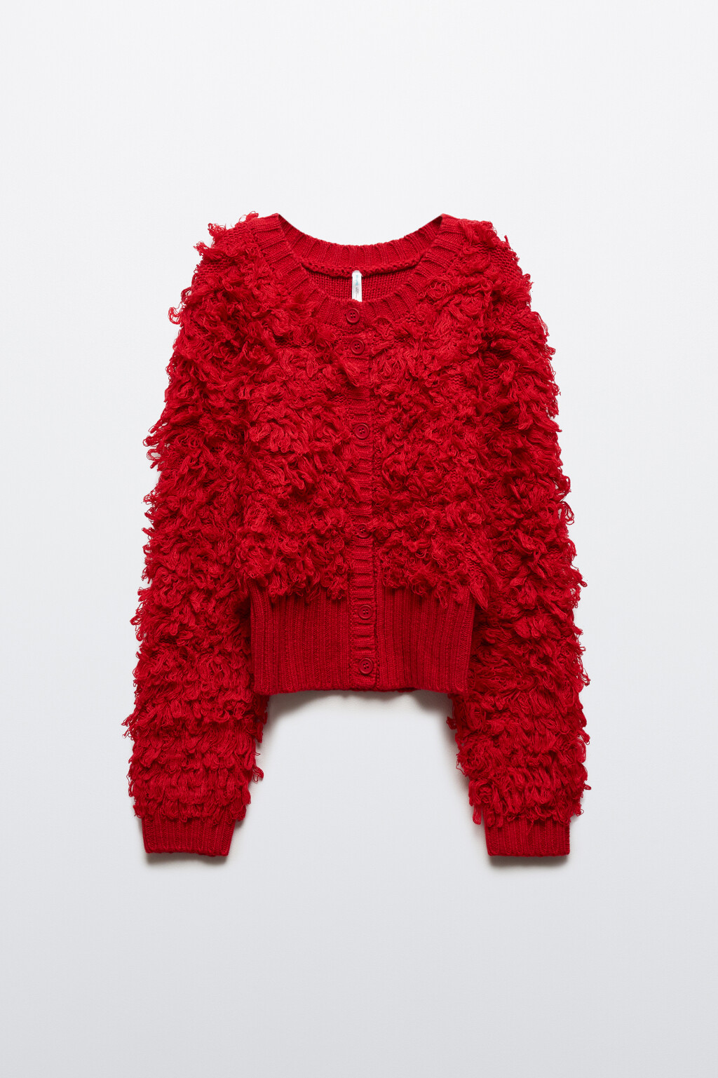 Кардиган на пуговицах с бахромой - цвет красный - 8