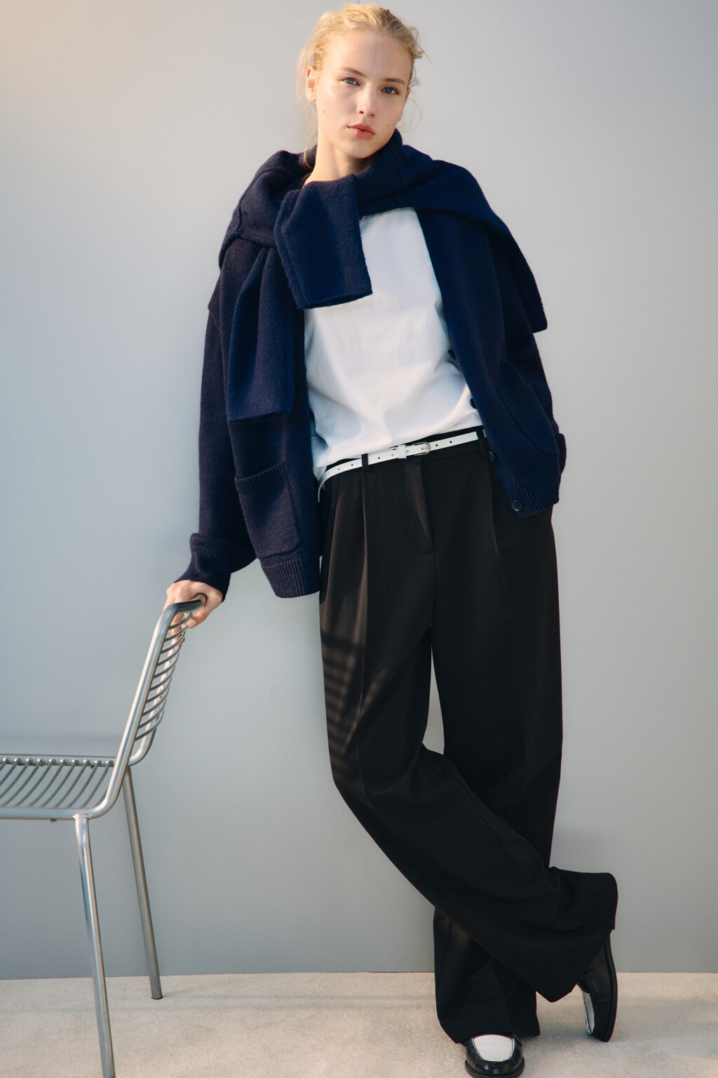 Кардиган на пуговицах с карманами - цвет голубой - 1