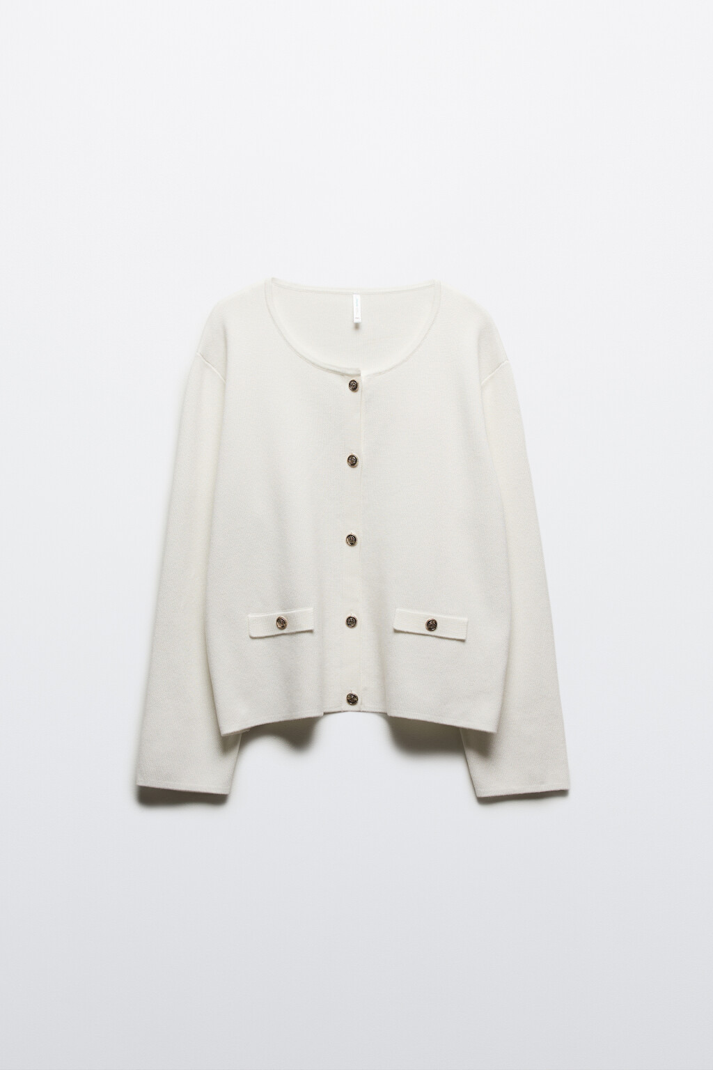 Кардиган на пуговицах с круглым вырезом - цвет молочный - 8