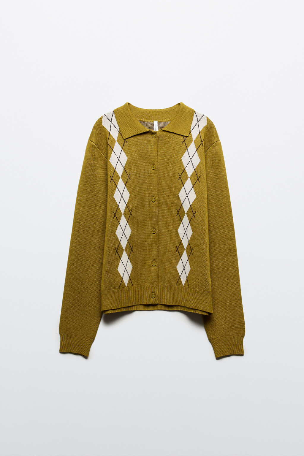 Кардиган на пуговицах с принтом аргайл - цвет зеленый - 9
