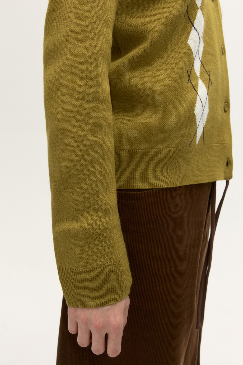 Кардиган на пуговицах с принтом аргайл - цвет зеленый - 7