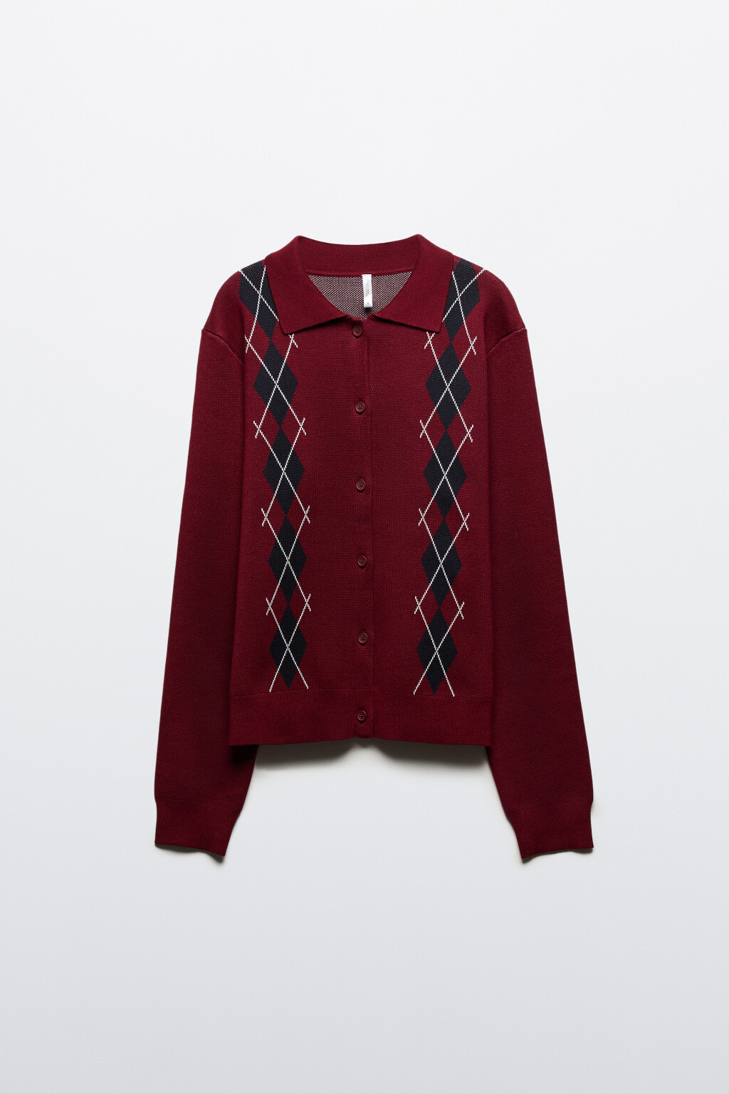 Кардиган на пуговицах с принтом аргайл - цвет красный - 7
